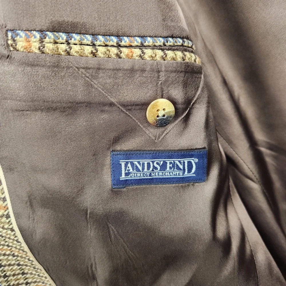 Lands End Blazer Mens Size 41L Sport Coat Jacket Lambswool Casual 2‎ Button...